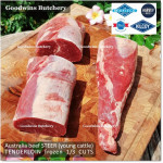 Beef Eye Fillet Mignon Has Dalam Tenderloin AGED BY GOODWINS 3-4 weeks STEER (young cattle) Australia HARVEY frozen 1/3 WELLINGTON cuts (price/pc 1kg)